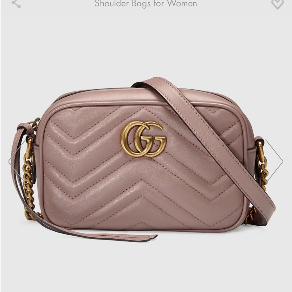 GUCCI MARMOT DUSTY PINK cross body/shoulder bag. GODLEN GG/STITCHED leather GG